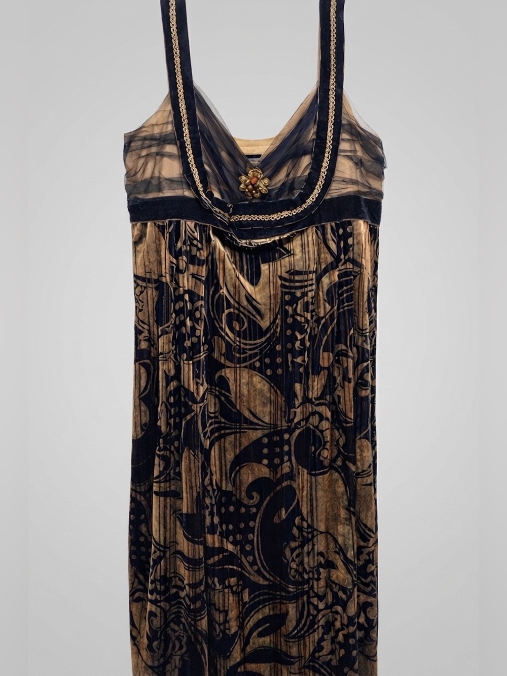 Mixit Burnout Velvet Evening Dress w/ Brooch – Size 10